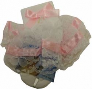 Girls Socks w/ Lace Trimming 0222225-White/ Pink